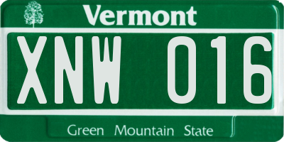 VT license plate XNW016