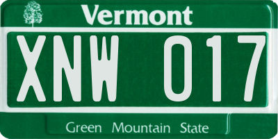 VT license plate XNW017