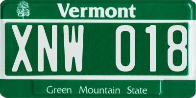 VT license plate XNW018