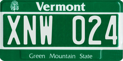 VT license plate XNW024