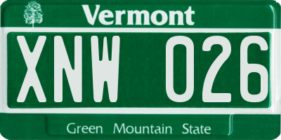 VT license plate XNW026