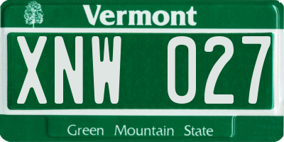 VT license plate XNW027