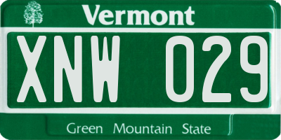 VT license plate XNW029