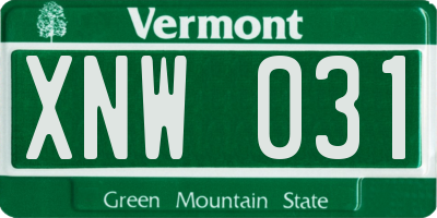 VT license plate XNW031