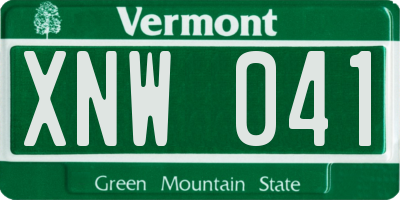 VT license plate XNW041