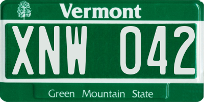 VT license plate XNW042