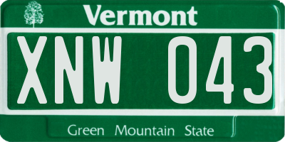 VT license plate XNW043