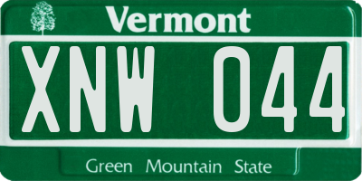 VT license plate XNW044