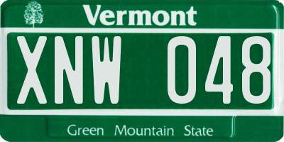 VT license plate XNW048