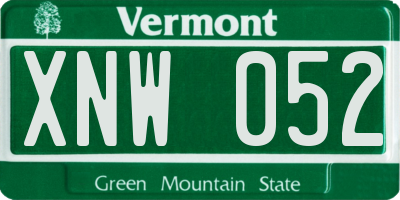 VT license plate XNW052