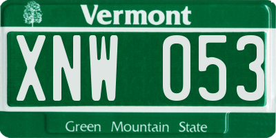 VT license plate XNW053