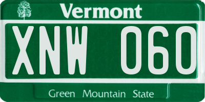 VT license plate XNW060