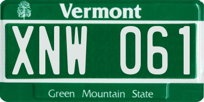 VT license plate XNW061