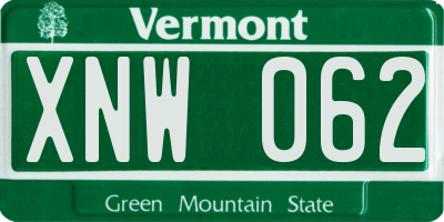 VT license plate XNW062