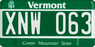 VT license plate XNW063
