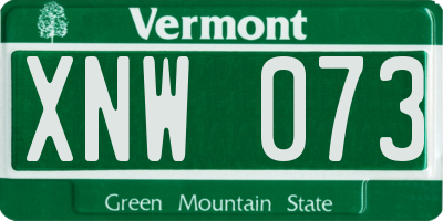 VT license plate XNW073