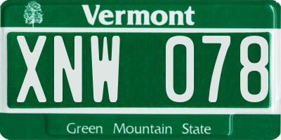VT license plate XNW078