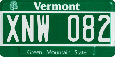 VT license plate XNW082