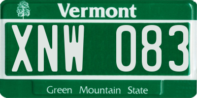 VT license plate XNW083