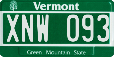 VT license plate XNW093