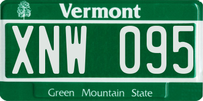 VT license plate XNW095