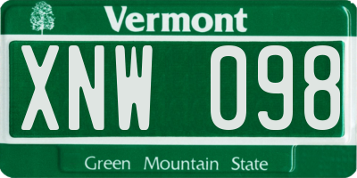 VT license plate XNW098