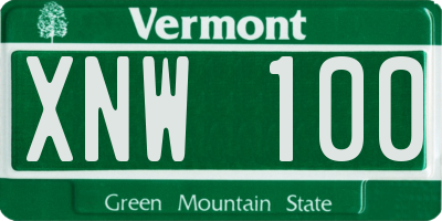 VT license plate XNW100