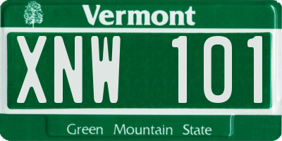 VT license plate XNW101
