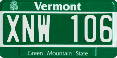 VT license plate XNW106