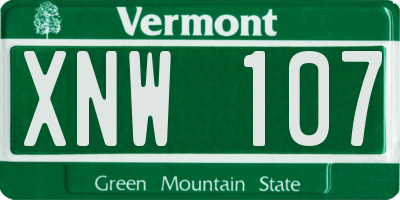 VT license plate XNW107
