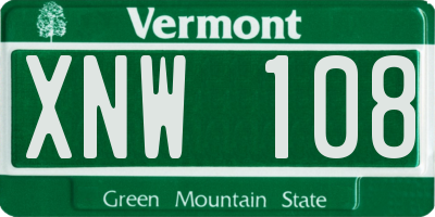 VT license plate XNW108