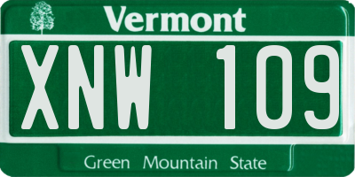 VT license plate XNW109