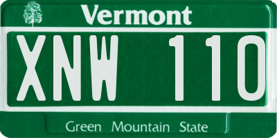 VT license plate XNW110