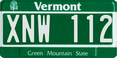 VT license plate XNW112