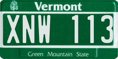 VT license plate XNW113