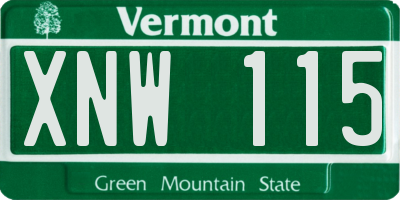 VT license plate XNW115