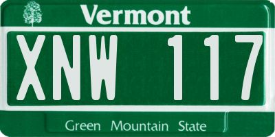 VT license plate XNW117