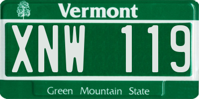 VT license plate XNW119