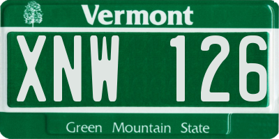 VT license plate XNW126