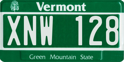 VT license plate XNW128