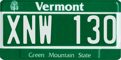 VT license plate XNW130