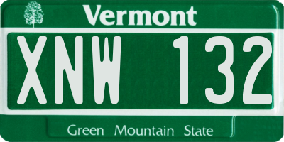 VT license plate XNW132