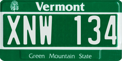 VT license plate XNW134