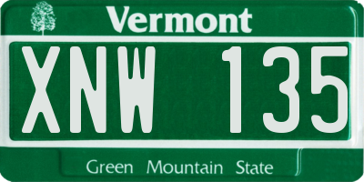 VT license plate XNW135