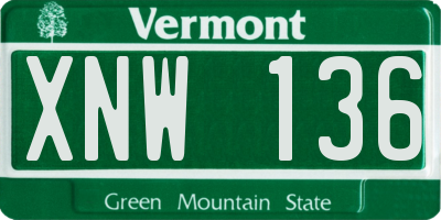 VT license plate XNW136