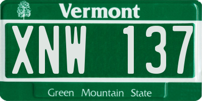 VT license plate XNW137