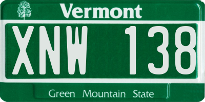 VT license plate XNW138