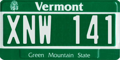 VT license plate XNW141