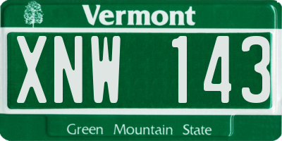 VT license plate XNW143
