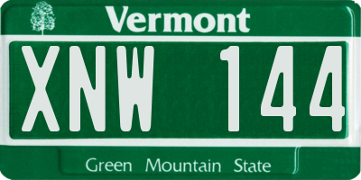 VT license plate XNW144